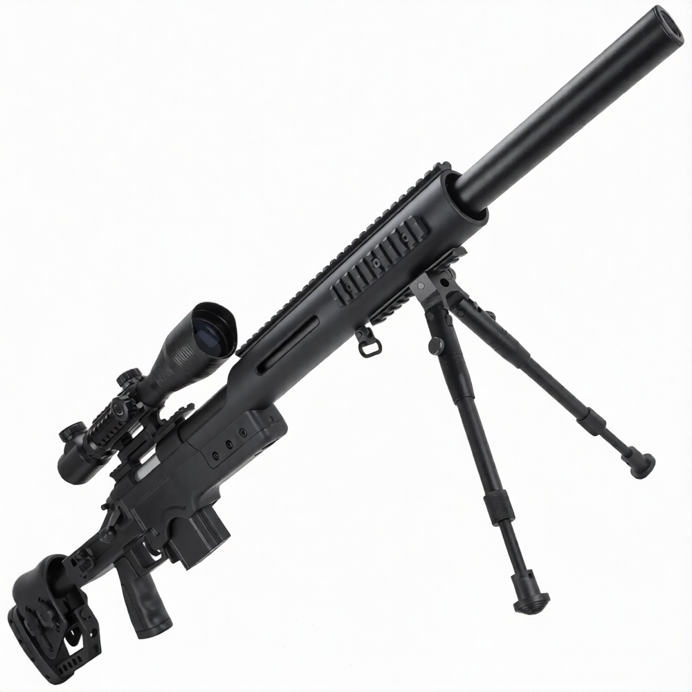 Spring Action Rifle Airsoft WELL MB4410A Airsoft Spring Sniper Rifle with Folding Stock
