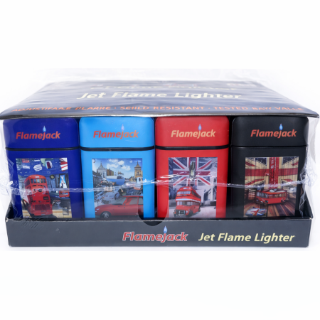 LIGHTER DOUBLE JET FLAME RED BUS DESIGN (PACK OF 20)