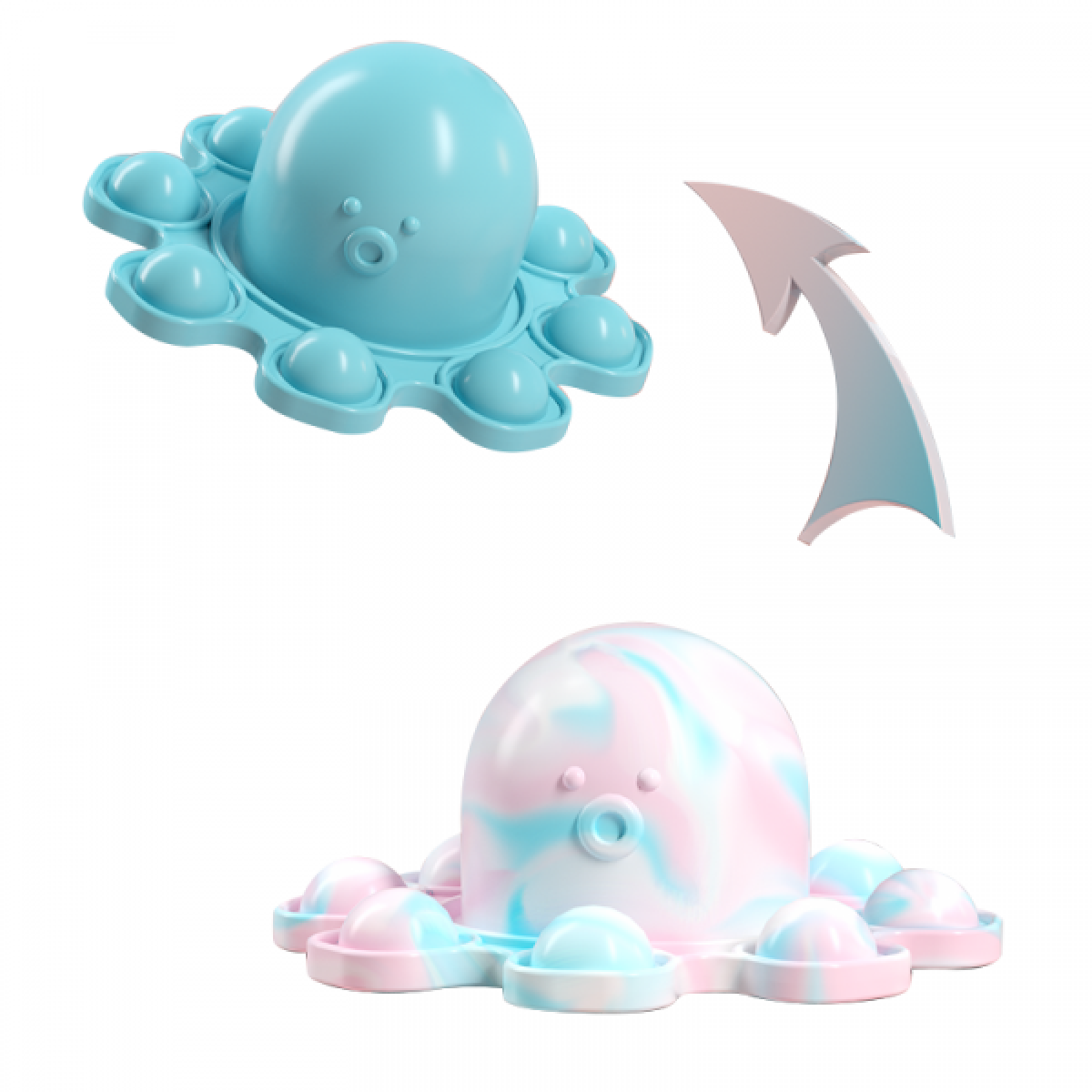Reversible popping octopus fidget de-stress sensory toy for stress relief and anxiety reduction
