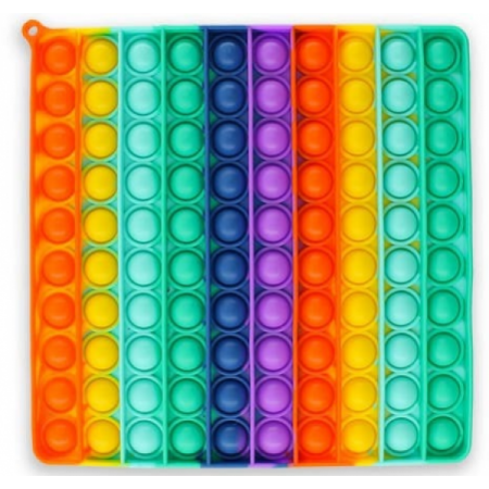30CM SQUARE RAINBOW BUBBLE POPPING DE-STRESS TOY