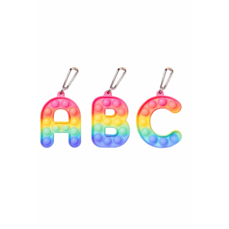 RAINBOW ALPHABETS BUBBLE POPPING KEYCHAIN(PACK OF 40)