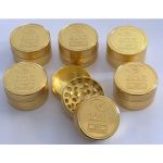 HX071-3 PACK OF 12 40MM GOLD METAL TOBACCO GRINDER - Image 1