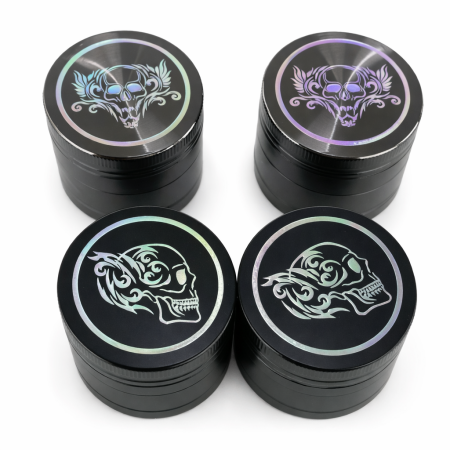 HX004PB-4TSKULL 40MM ALL MAGNET METAL GRINDER (PACK OF 12)