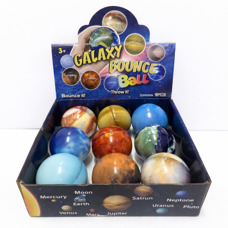 GALAXY DESIGN BOUNCY BALL (PACK OF 9)