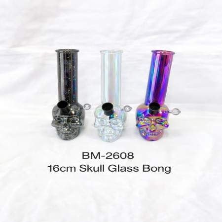 16CM SKULL GLASS BONG SM-2608