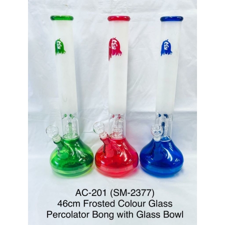 AC-201 46cm Frosted Colour Glass Percolator Bong with Glass Bowl