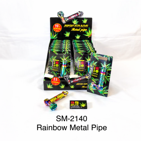 SMOKING METAL PIPE RAINBOW SM-2140 Pack of 12
