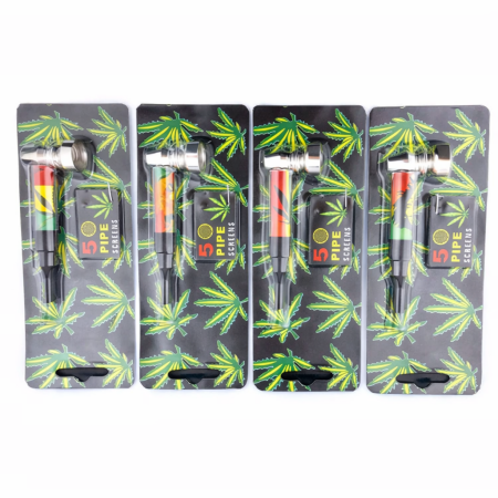 SMOKING METAL PIPES PACK OF 12 WITH 50 PIPE SCREENS HX-1373A
