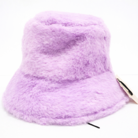 FLUFFY FUR BUCKET HAT PLAIN