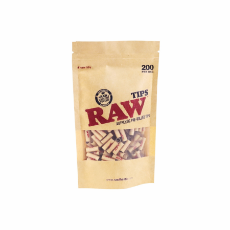 RAW PRE-ROLLED TIPS BAG 200’S