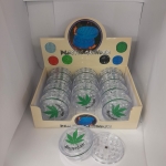PLASTIC GRINDER CLEAR, LEAF PRINT (PACK OF 12) - Image 1