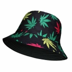 499-1 MULTICOLUR LEAF REVERSABLE SUMMER BUCKET HAT - Image 1