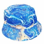 499-10 BLUE PATTERNED REVERSABLE SUMMER BUCKET HAT - Image 1