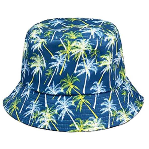 499-5 PALM TREES REVERSABLE SUMMER BUCKET HAT - Trimex Wholesale Ireland