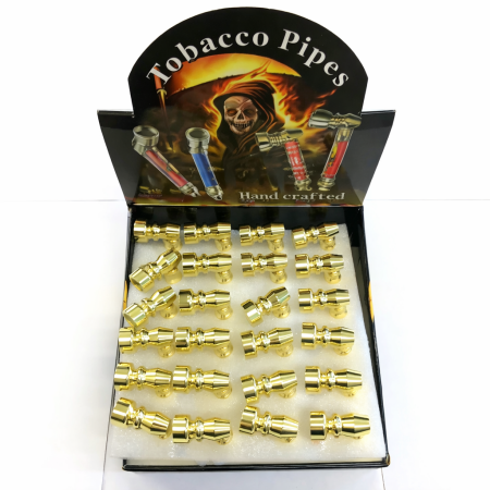 SMOKING PIPE METAL GOLD PACK OF 24