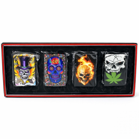 OIL LIGHTER SKULL DESIGN (PACK OF 4)