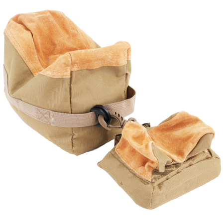 TQ60 TRIMEX ARMS UNFILLED SHOOTING FRONT AND REAR BENCH BAG REST SET BROWN OD