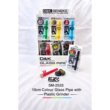 GLASS PIPE WITH GRINDER DK8581B (PACK OF 24)