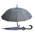 2610G Grey Check Umbrella With J-Shaped Handle Pack of 12 - Image 1