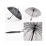 1248 Black Umbrella With J-Shaped Handle Pack of 12 - Image 2