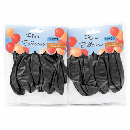 BLACK COLOUR BALLOONS PACK OF 12 (144PCS)