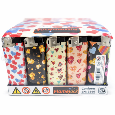LIGHTER PUF ELECTRONIC HEARTS DESIGN (PACK OF 50)