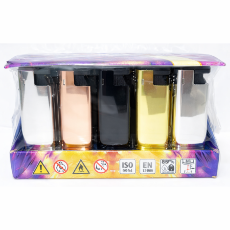 WINDPROOF METAL LIGHTER METALLIC GOLDS DESIGN (PACK OF 25)