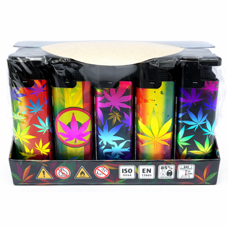 LIGHTER WINDPROOF SM-2267 MULTI COLOUR PLANT DESIGN (PACK OF 25)