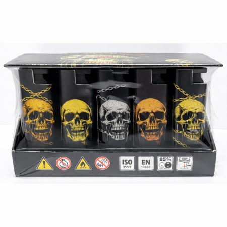 WINDPROOF METAL LIGHTER SKULL (PACK OF 25)