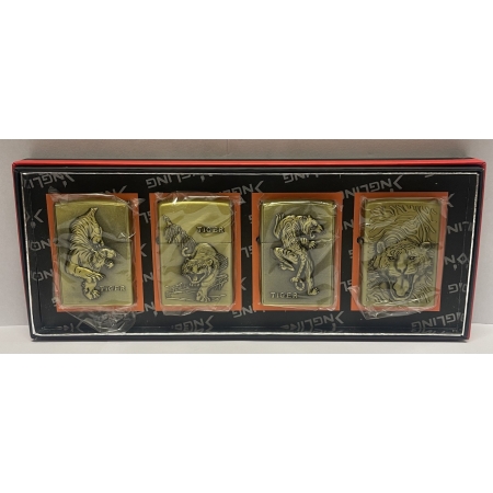 OIL LIGHTER SM0159 TIGER DESIGN PACK OF 4