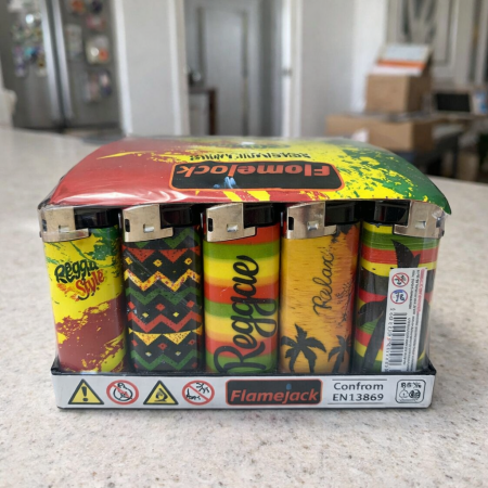 LIGHTER PUF ELECTRONIC-REGGAE DESIGN (PACK OF 50)