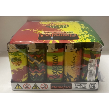 LIGHTER PUF ELECTRONIC-REGGAE DESIGN (PACK OF 50)