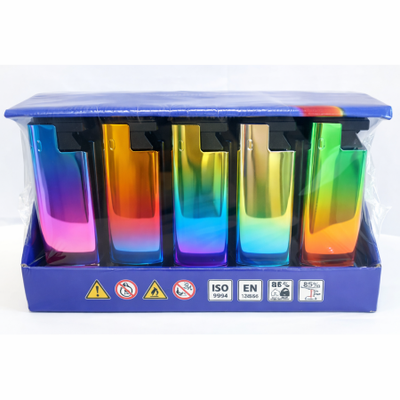 WINDPROOF METAL LIGHTER RAINBOW METALLIC PACK OF 25