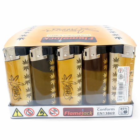 LIGHTER PUF ELECTRONIC -GOLD AND BLACK LEAF (PACK OF 50) €9.99 Ex VAT
