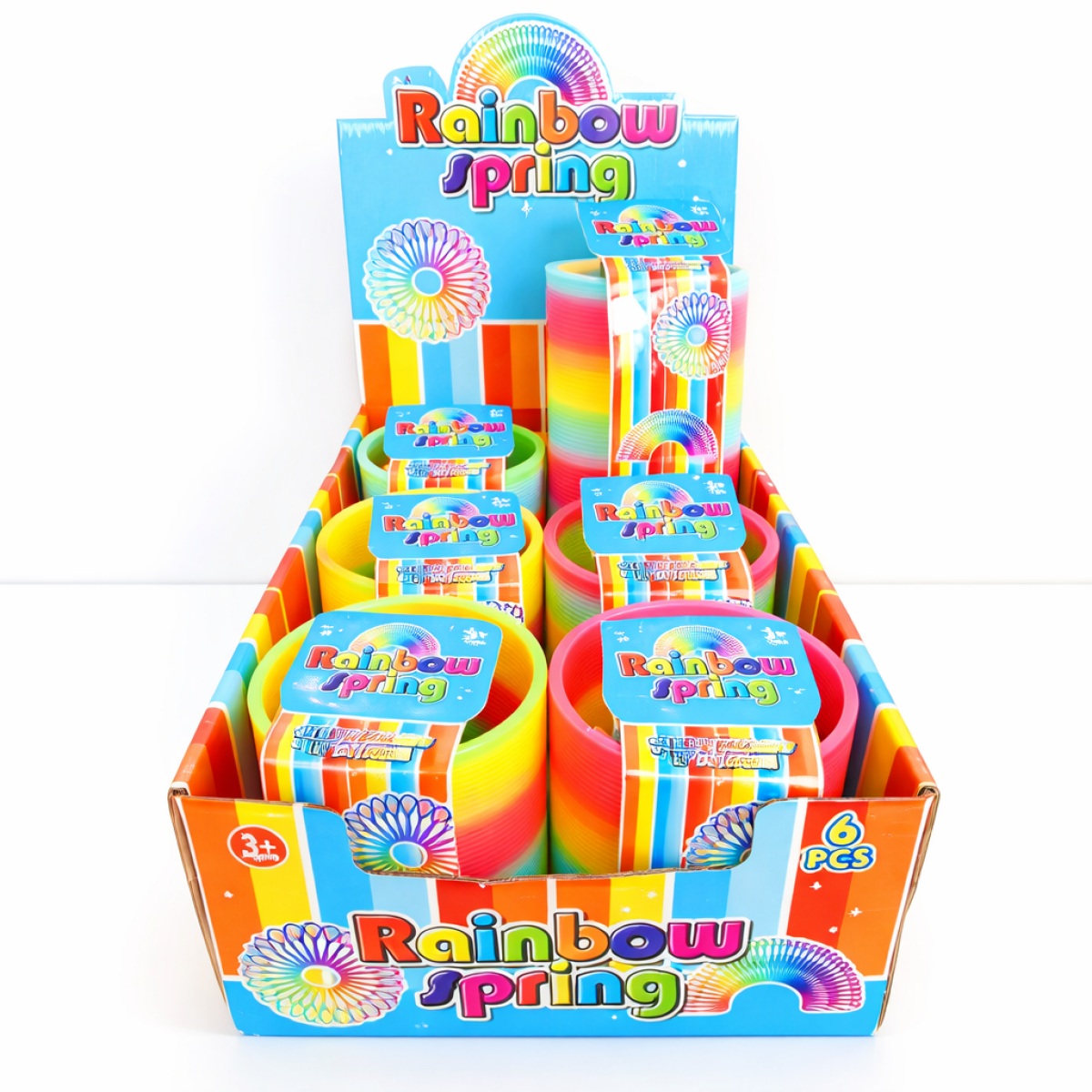 Rainbow spring coil toy pack of 6 for stress relief, sensory play, and kids’ entertainment