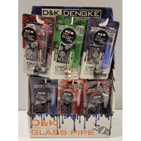 D&K 8821M Glass Pipe with Screens (Pack of 24)