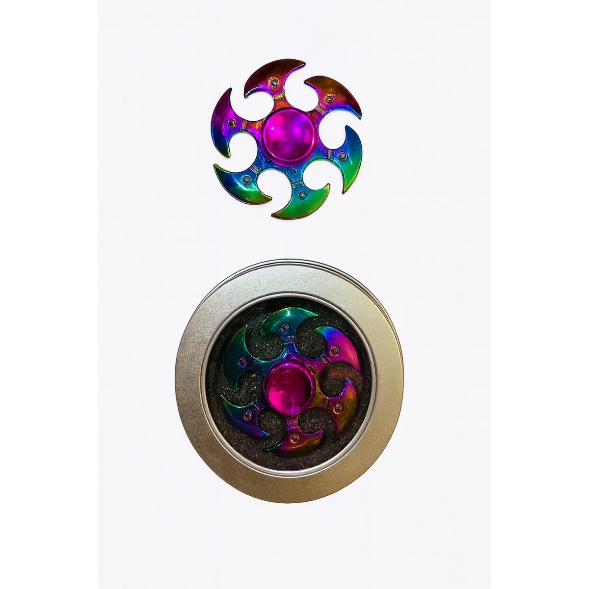Rainbow metal fidget spinner toy for stress relief and focus improvement