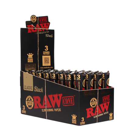 RAW BLACK KING SIZE CONES (32 Pack In Display)