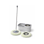 Deluxe 360° Spin Mop and Bucket Set with Stainless Steel Wringer, Drain Plug & 2 Microfiber Heads - Image 1