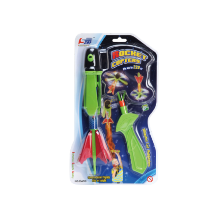 LED Rocket Copter Slingshot Toy with Launcher – Flying Rocket Helicopter