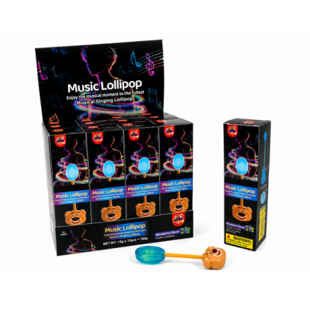 Bear Musical Lollipop (Blueberry) Pack of 12