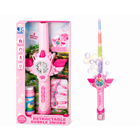 Battery Operated Retractable Bubble Sword with LED Lights