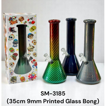 GLASS PRINTED BONG 35CM 9MM