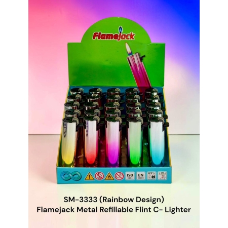 FLAMEJACK METAL REFILLABLE FLINT C-LIGHTER (RAINBOW DESIGN)