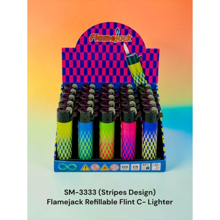 FLAMEJACK REFILLABLE FLINT C-LIGHTER (STRIPES DESIGN)