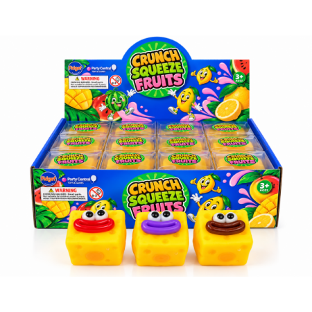 YD23-22 CRUNCHY CHEESE SMILEY FACE SQUISHY PACK OF 12